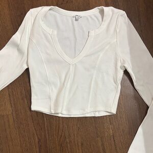 Garage Cream Long Sleeve Crop Top